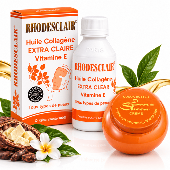 RHODESCLAIR-HUILE COLLAGÈNE EXTRA-CLAIRE VITAMINE E + COCOA BUTTER EVER SHEEN CRÈME